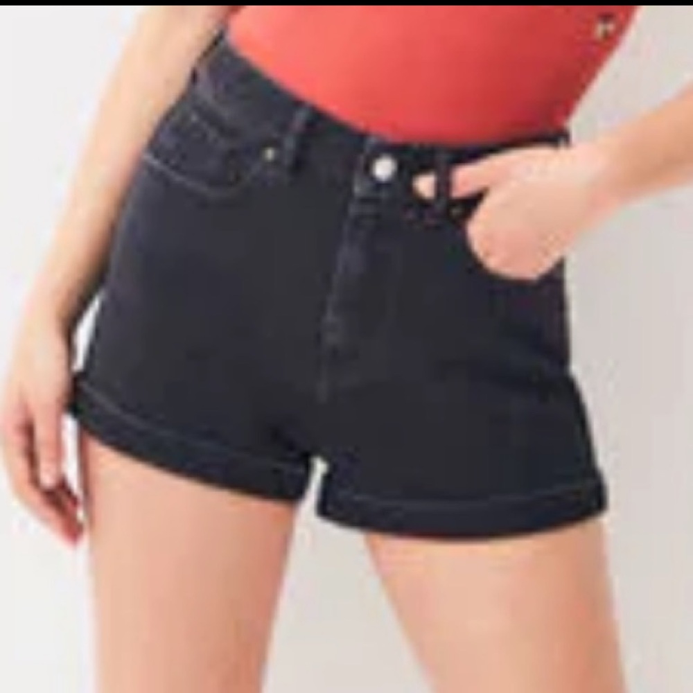 PacSun High Rise Mom Short Cuffed Black Denim Western Festival-26
